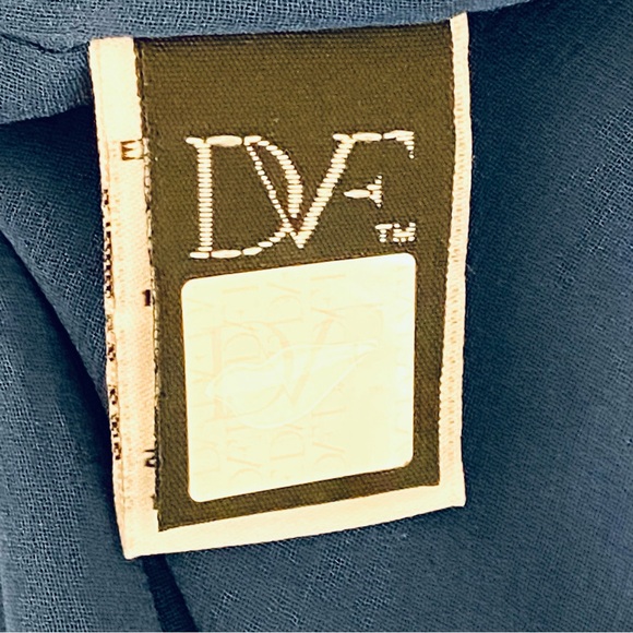 Diane Von Furstenberg Navy Cream Natalie Sheath Shift Dress Womens Sz 6 - Picture 11 of 14